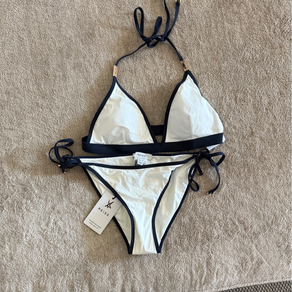 Reiss Navy and White Bikini